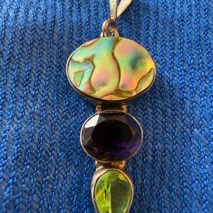 925 Silver Mother of Pearl, Amethyst and Peridot Pendant